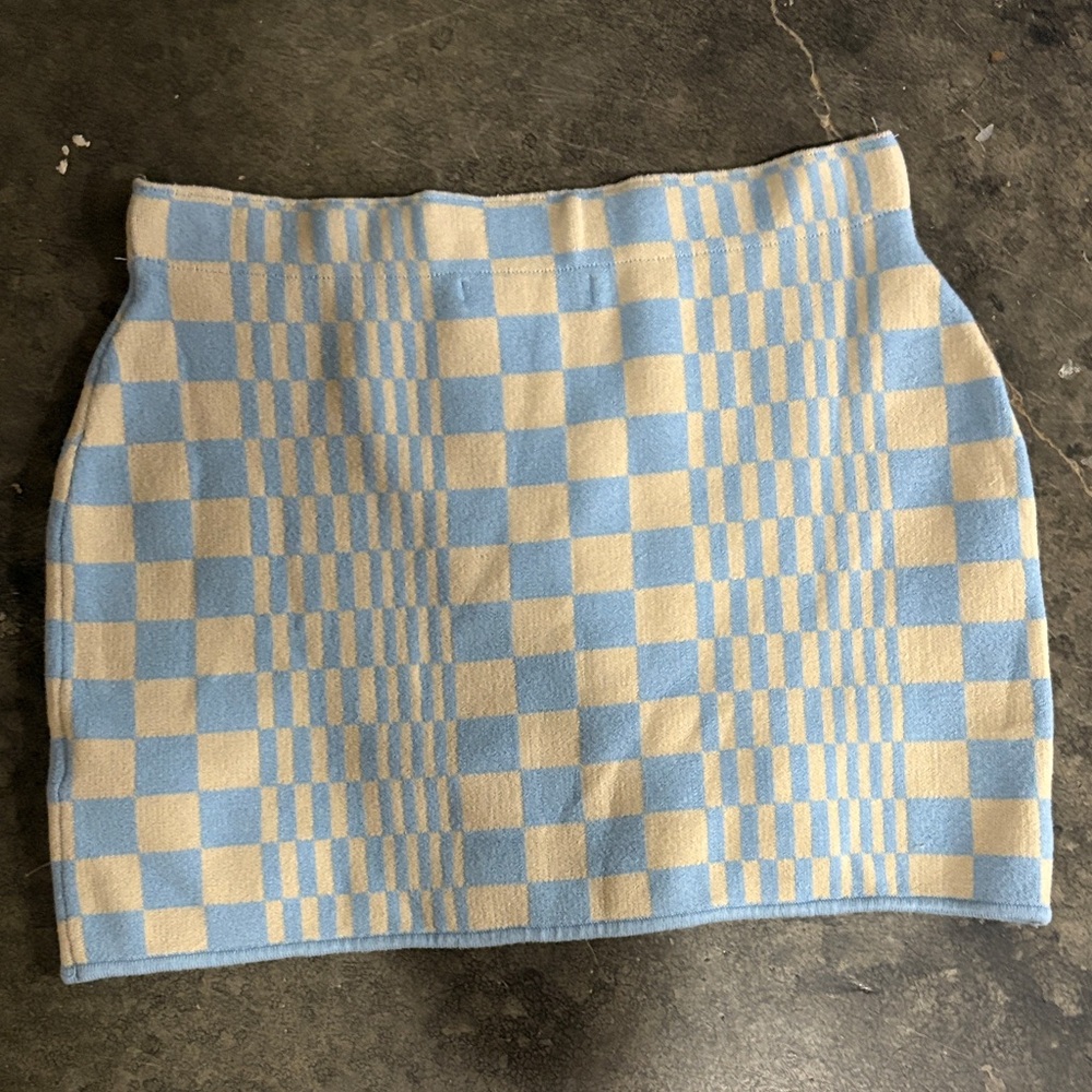 Blue and Cream Checkered Women's Skirt